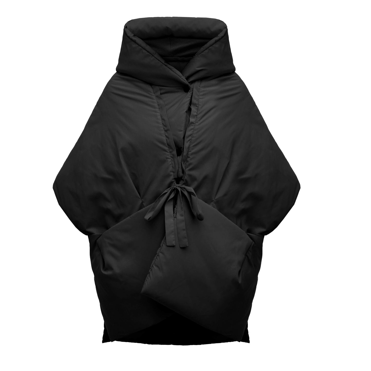 Black Down vest with detachable hood