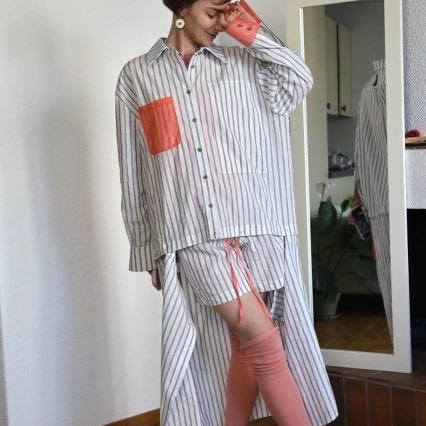 Striped shirt with optional attachable bottom