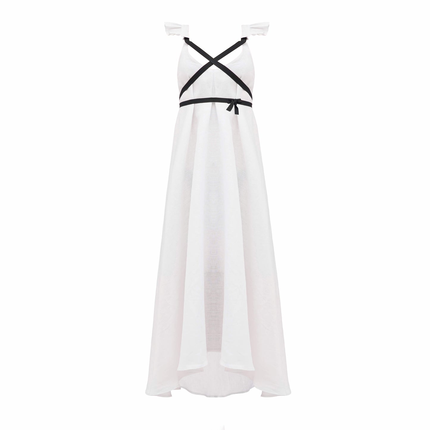 Dress with ribbons in organic linen