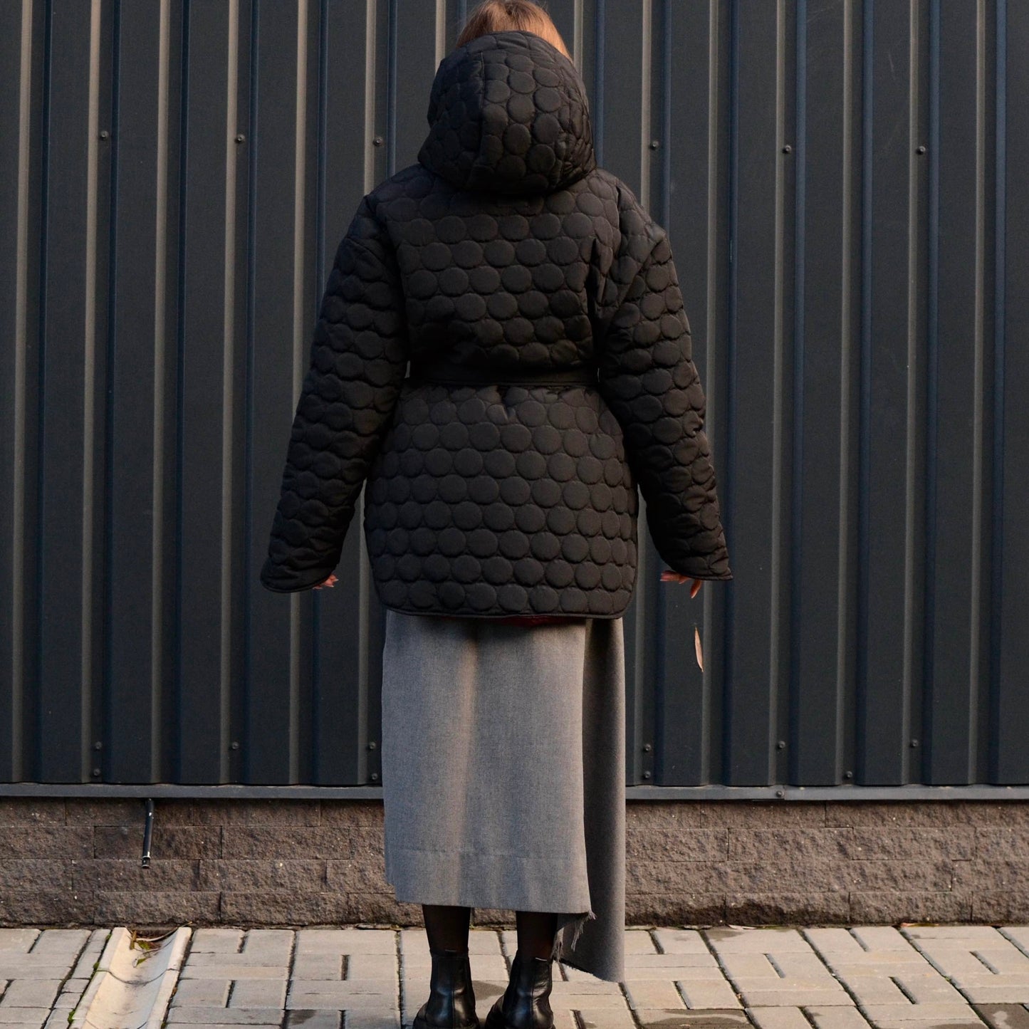 Winter double-sided jacket marsala/black