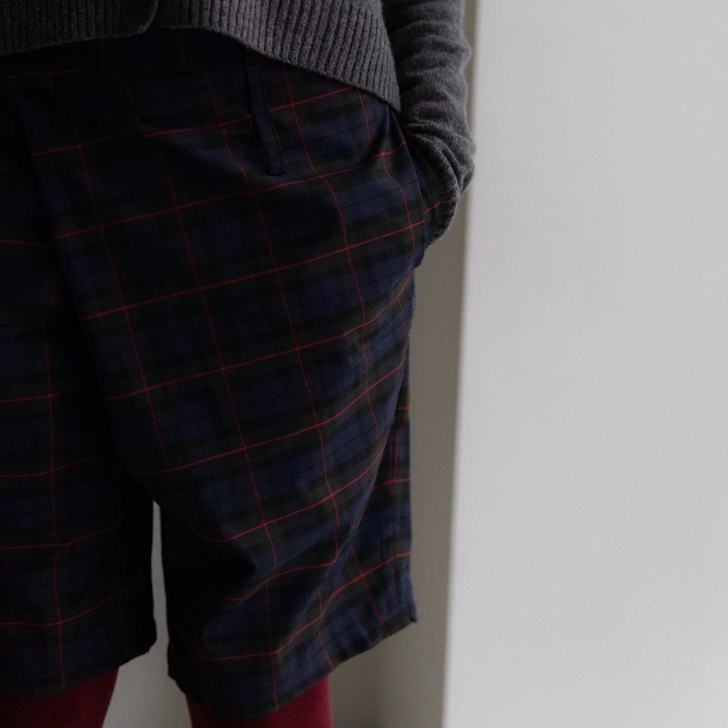 Checkered asymmetrical shorts