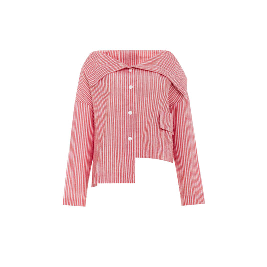 Asymmetrical washed cotton shirt