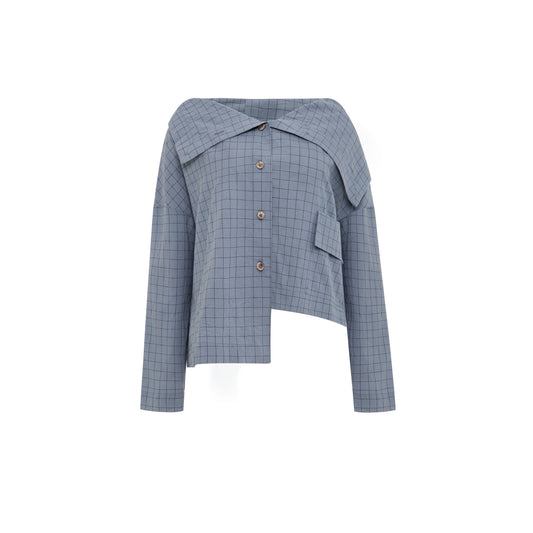 Asymmetrical washed cotton shirt