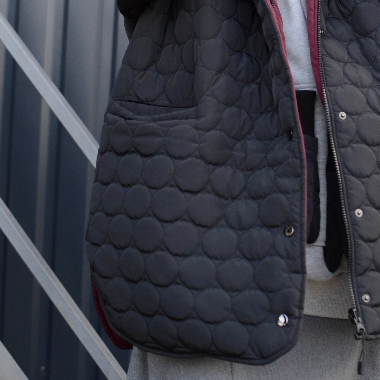 Winter double-sided jacket marsala/black