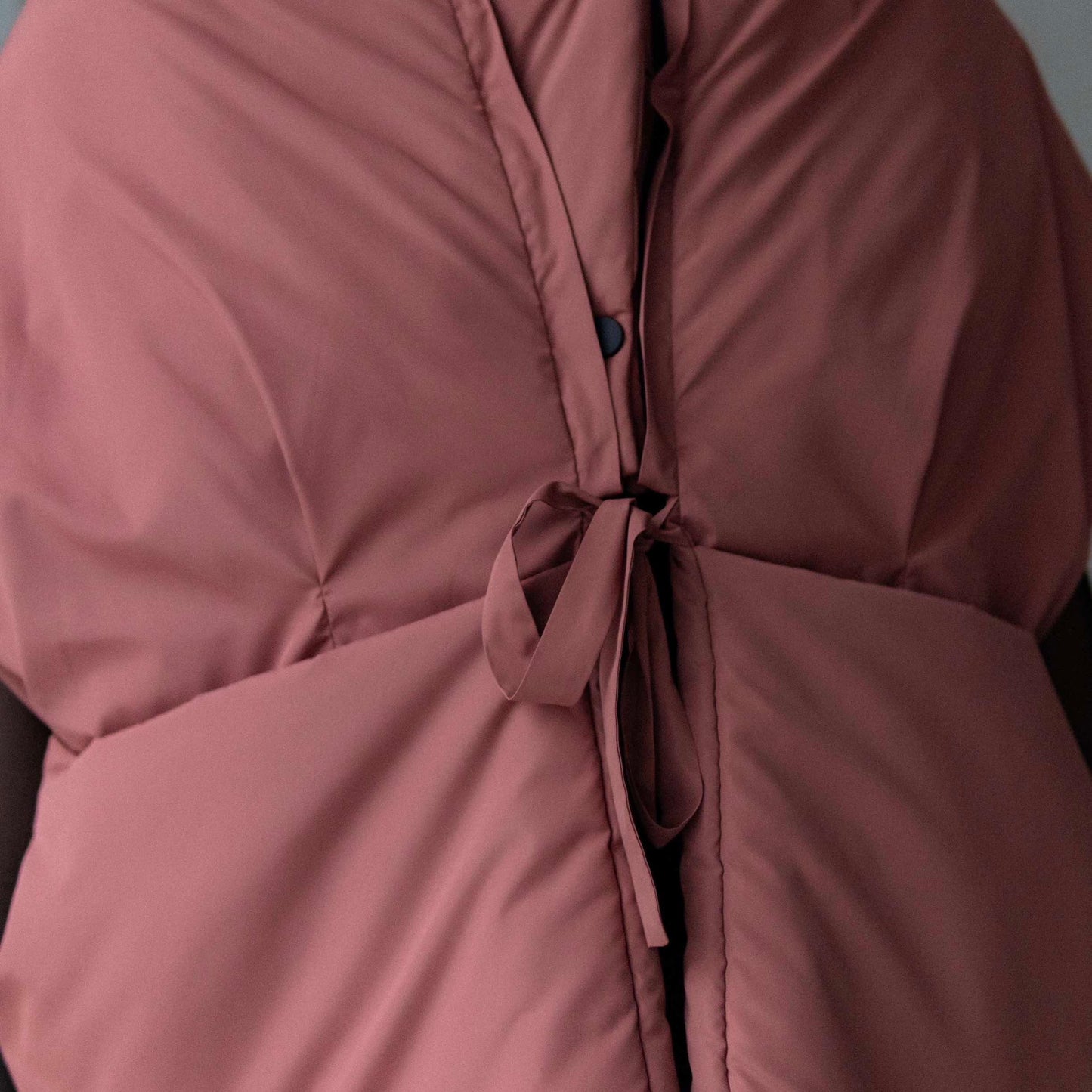 Terracotta Down vest with detachable hood