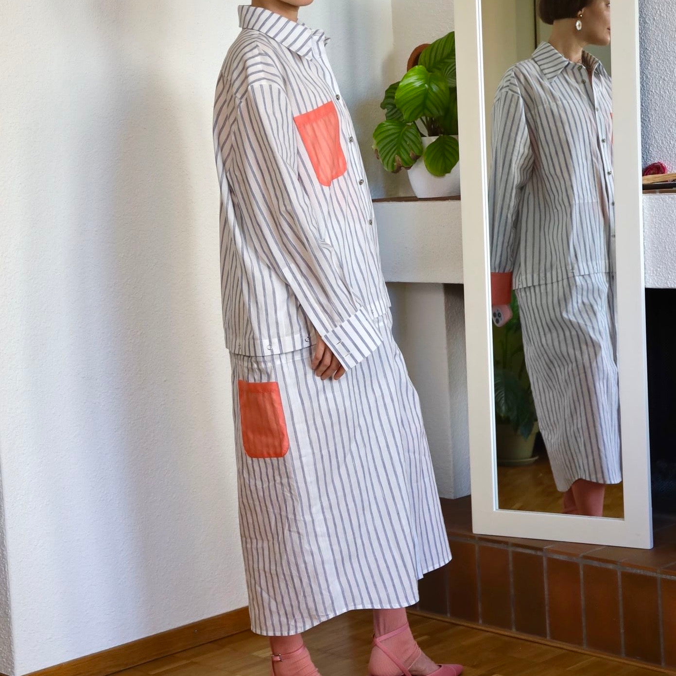 Striped shirt with optional attachable bottom
