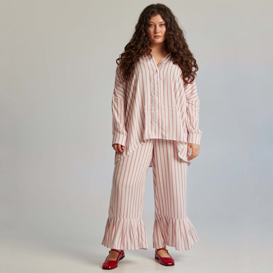 Штані з воланами в смужку