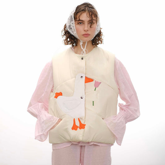 Жилетка «Качечка» вершкова з відстібним коміром