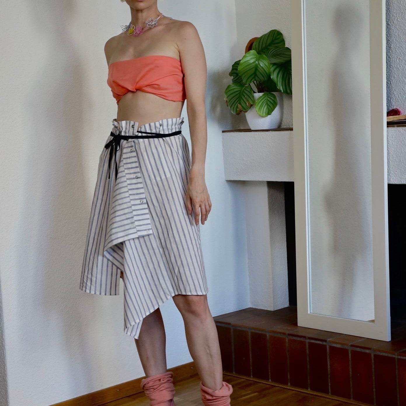 Striped shirt with optional attachable bottom