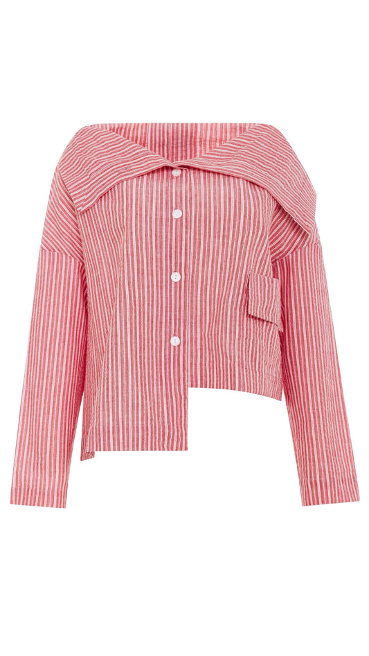 Asymmetrical washed cotton shirt