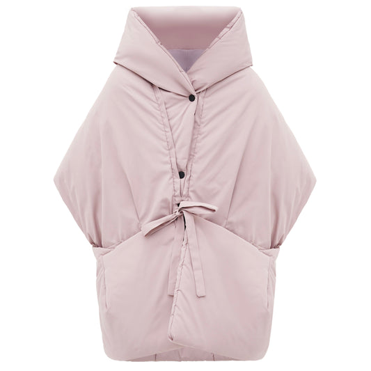 Жилетка пудрового кольору з відстібним капюшоном
