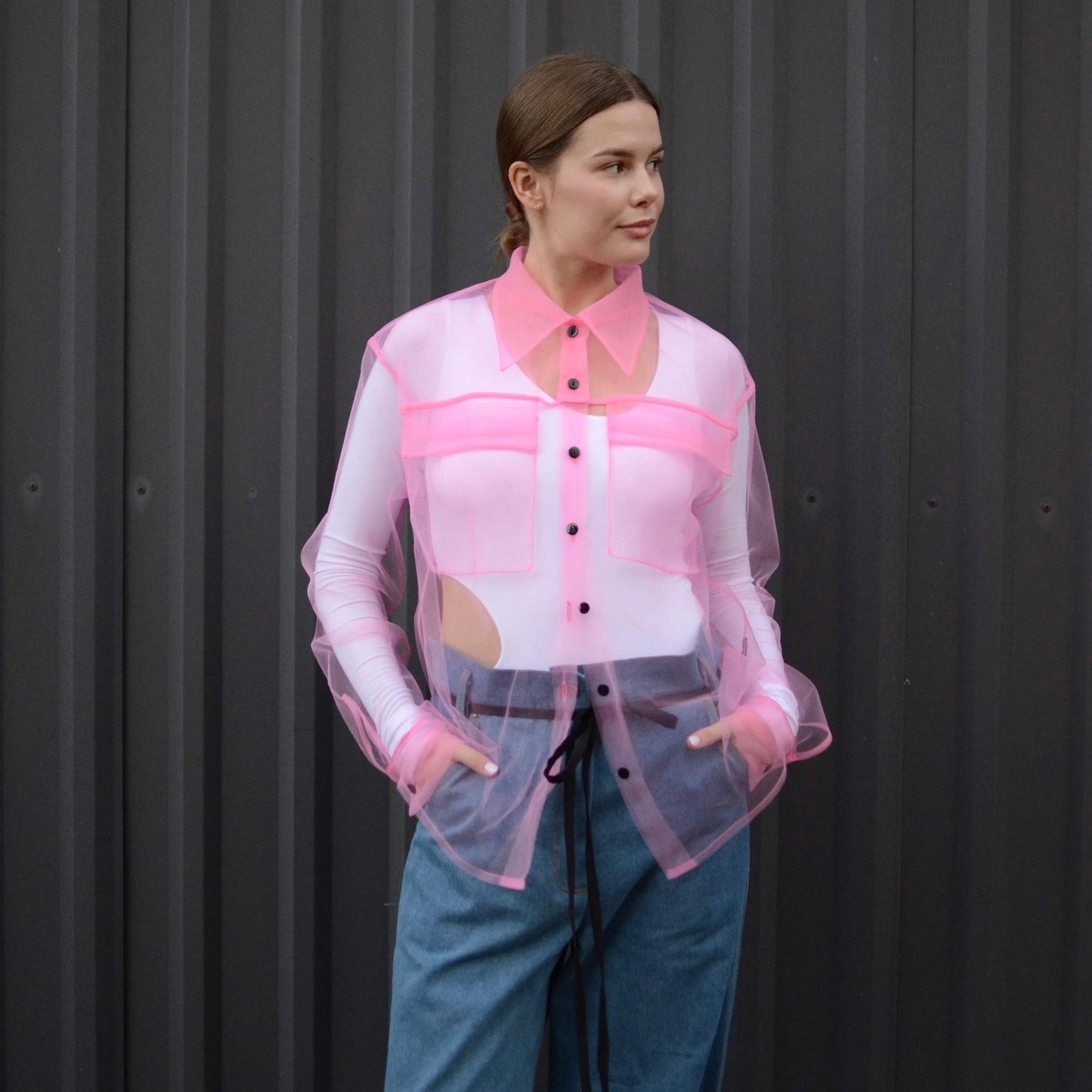 Transparent bubblegum shirt