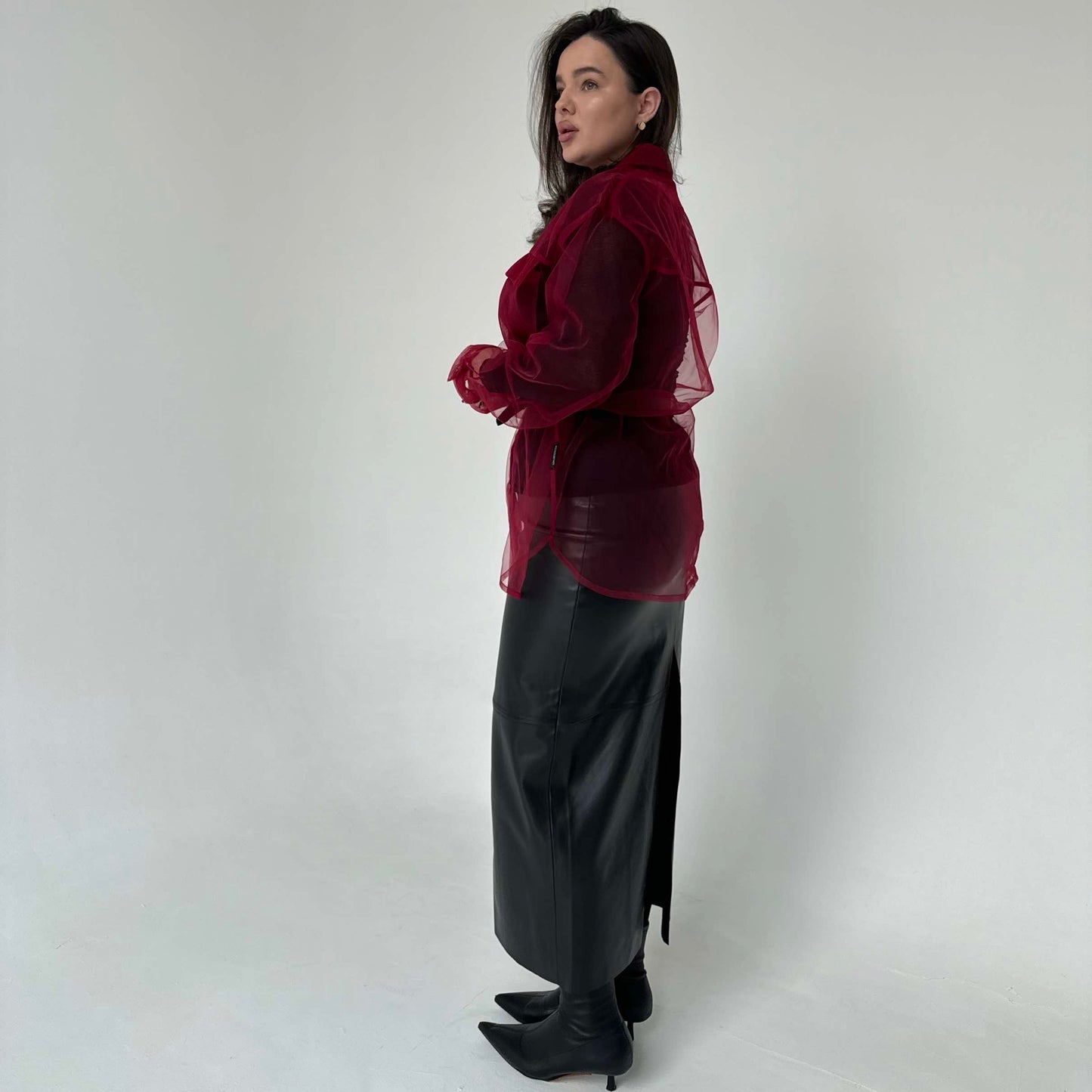 Transparent marsala shirt