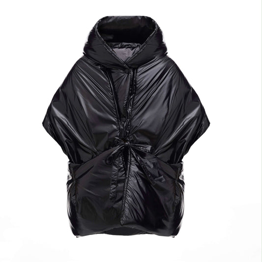 Жилетка "Нео" чорного кольору з відстібним капюшоном