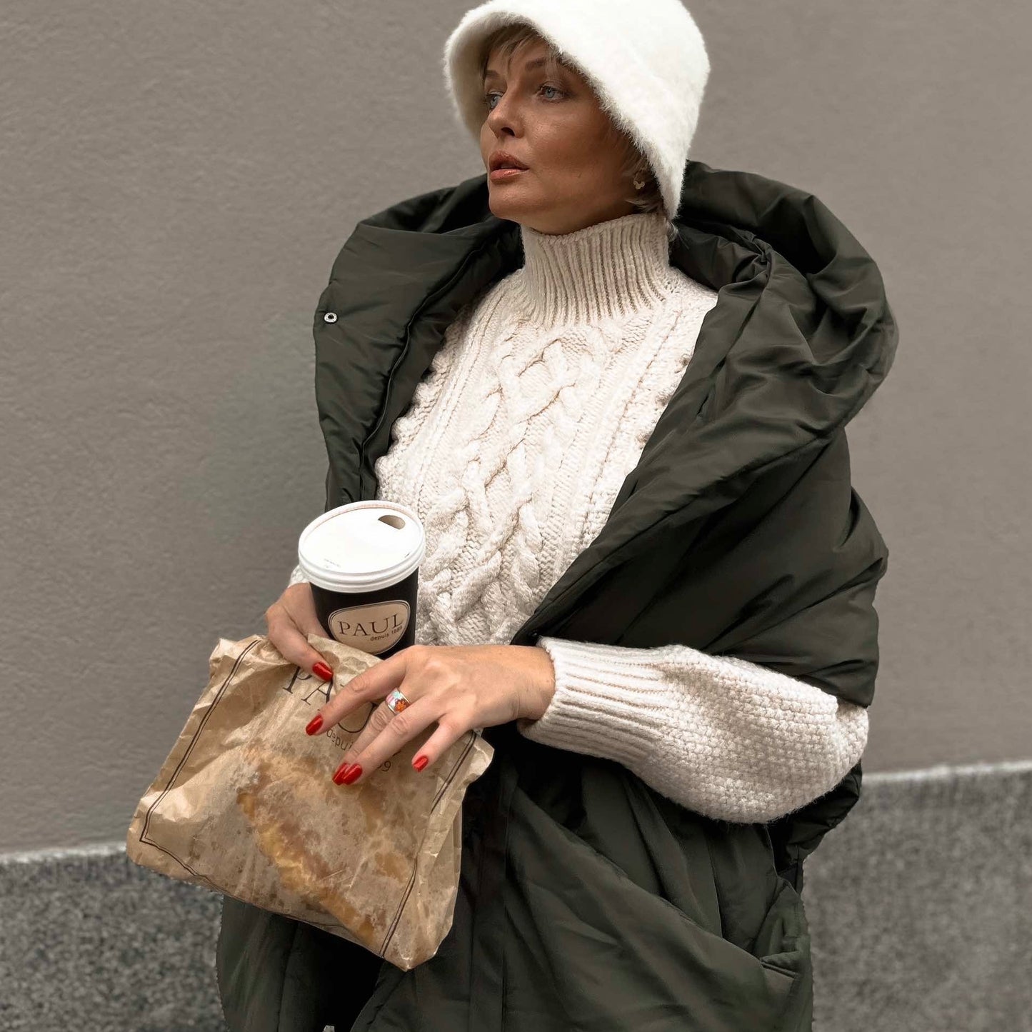 Khaki Down vest with detachable hood