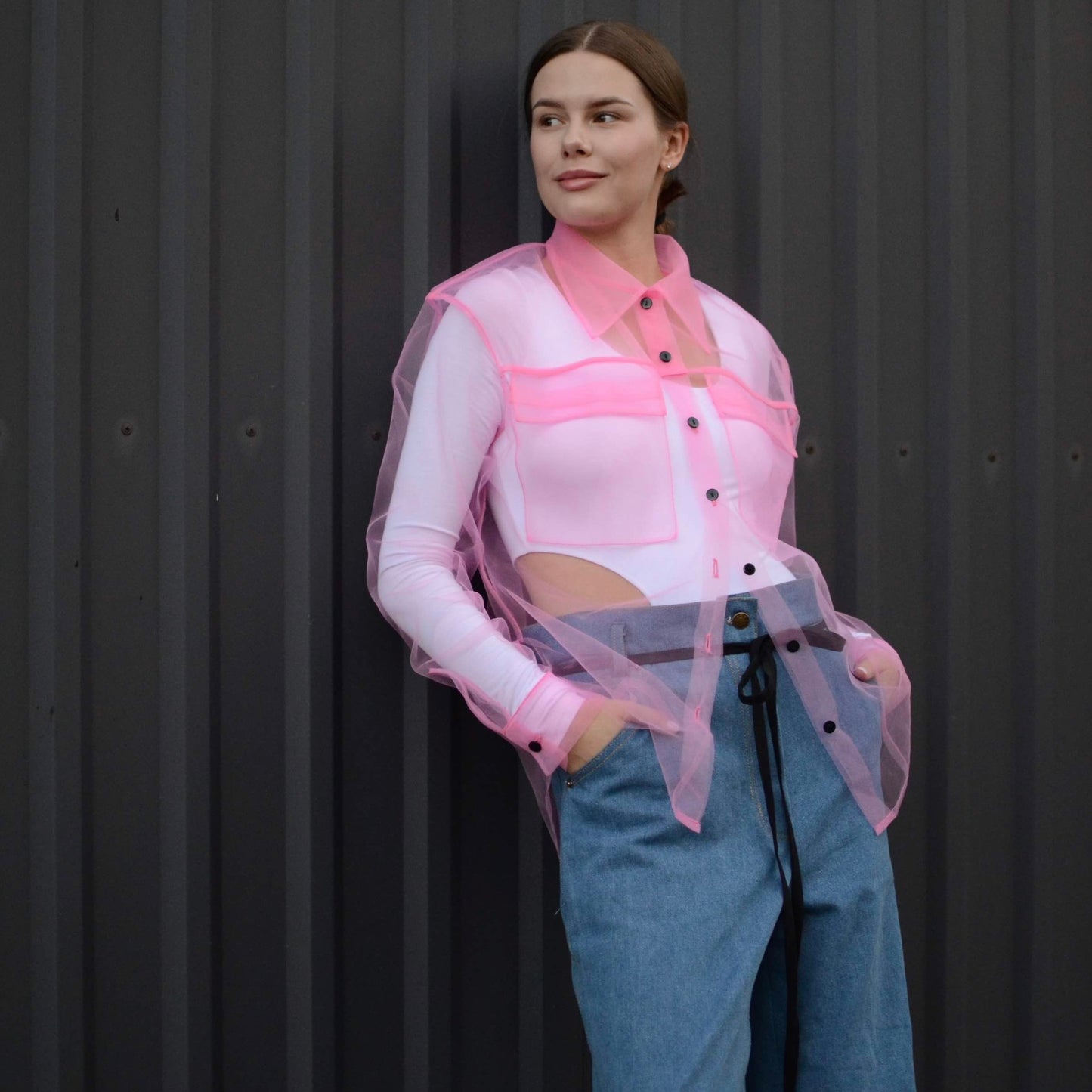 Transparent bubblegum shirt