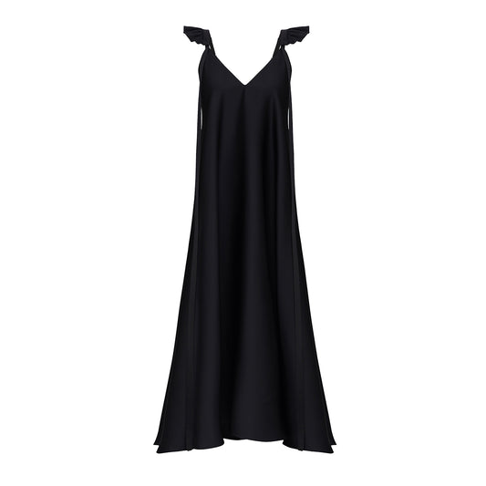 <tc>Чорна сукня зі стрічками на зріст від 170см +</tc>