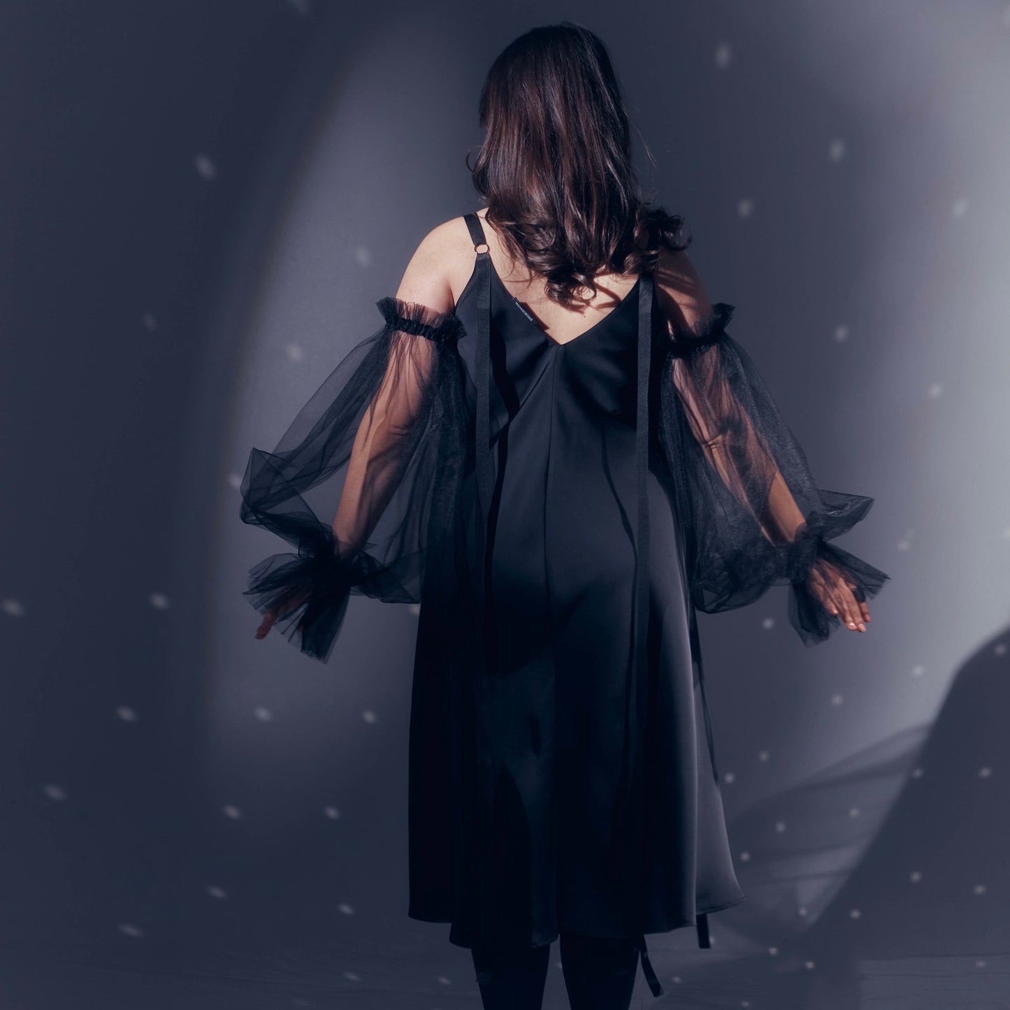 Black dress with ribbons
