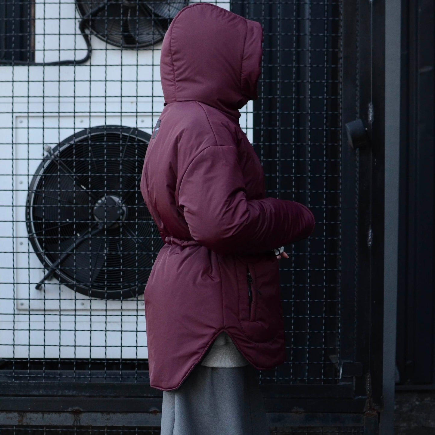Winter double-sided jacket marsala/black