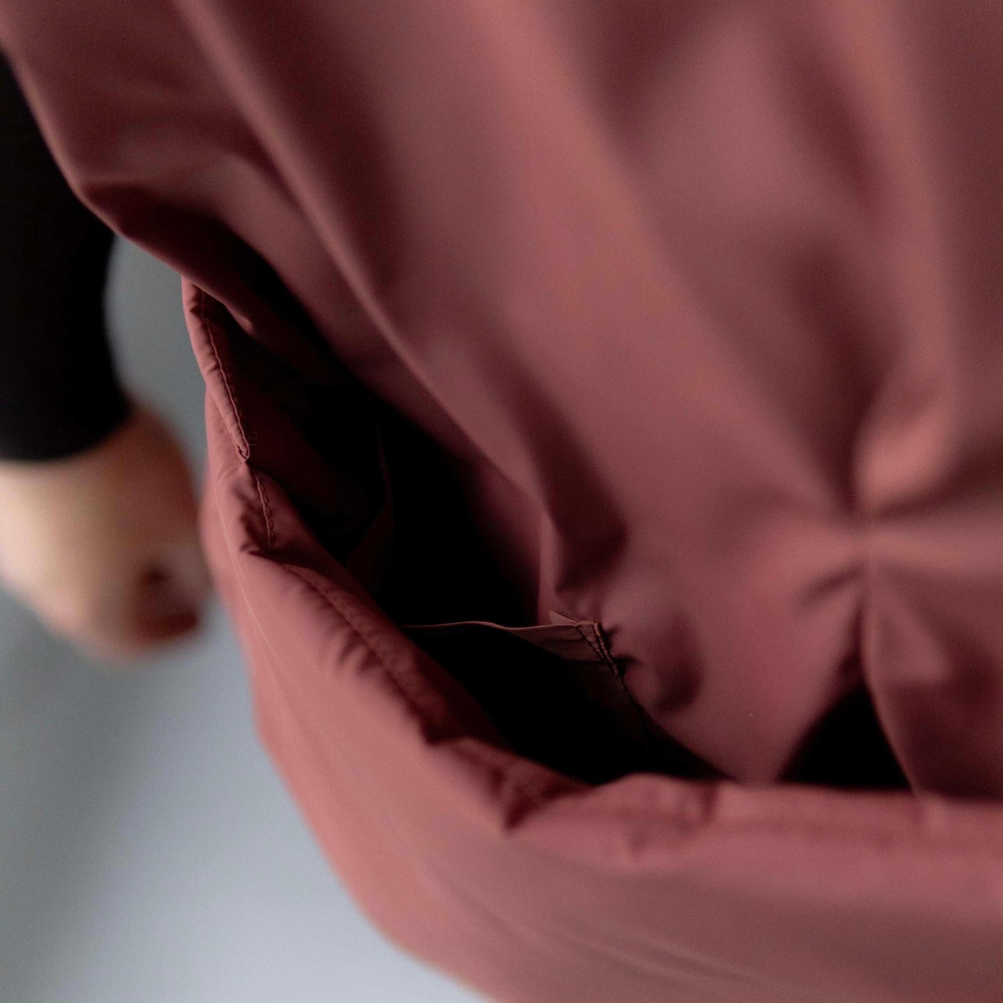 Terracotta Down vest with detachable hood