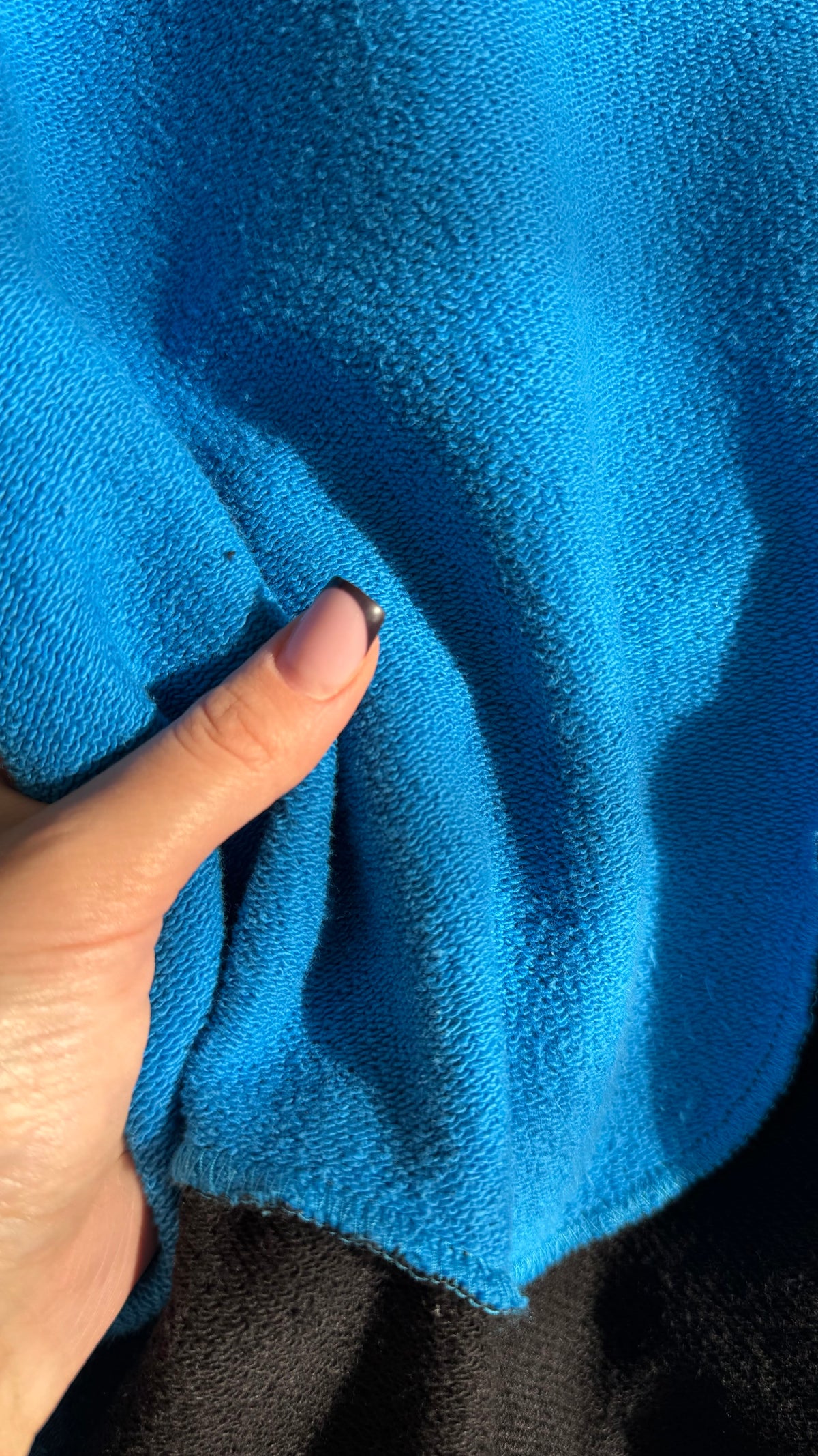 Patched upcycled Hoodie blue