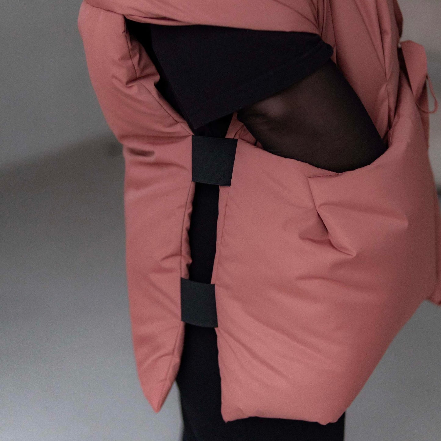Terracotta Down vest with detachable hood