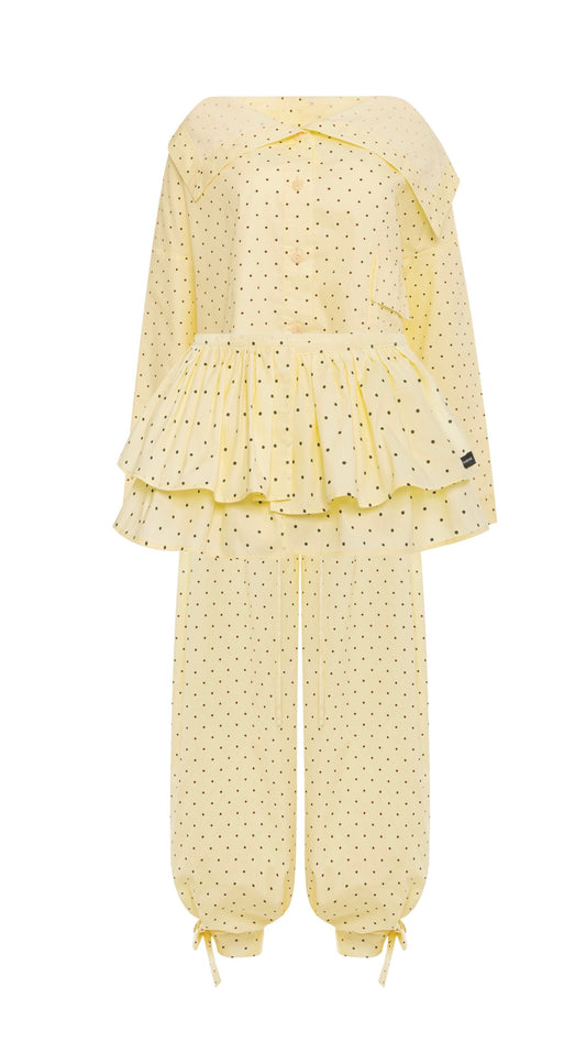 Asymmetrical shirt+ bloomers pants cotton