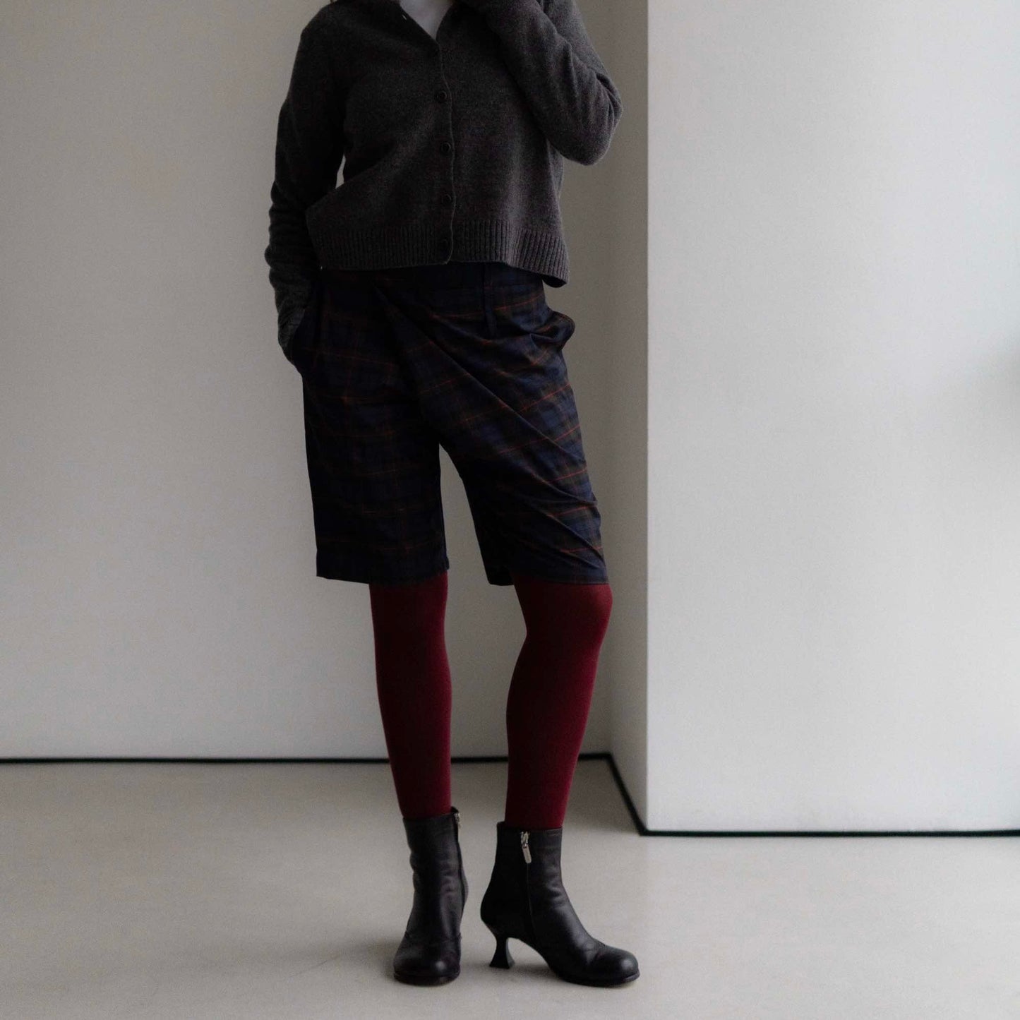 Checkered asymmetrical shorts