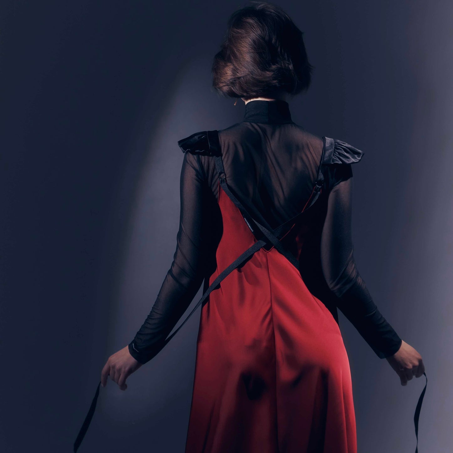 Burgundy dress with ribbons