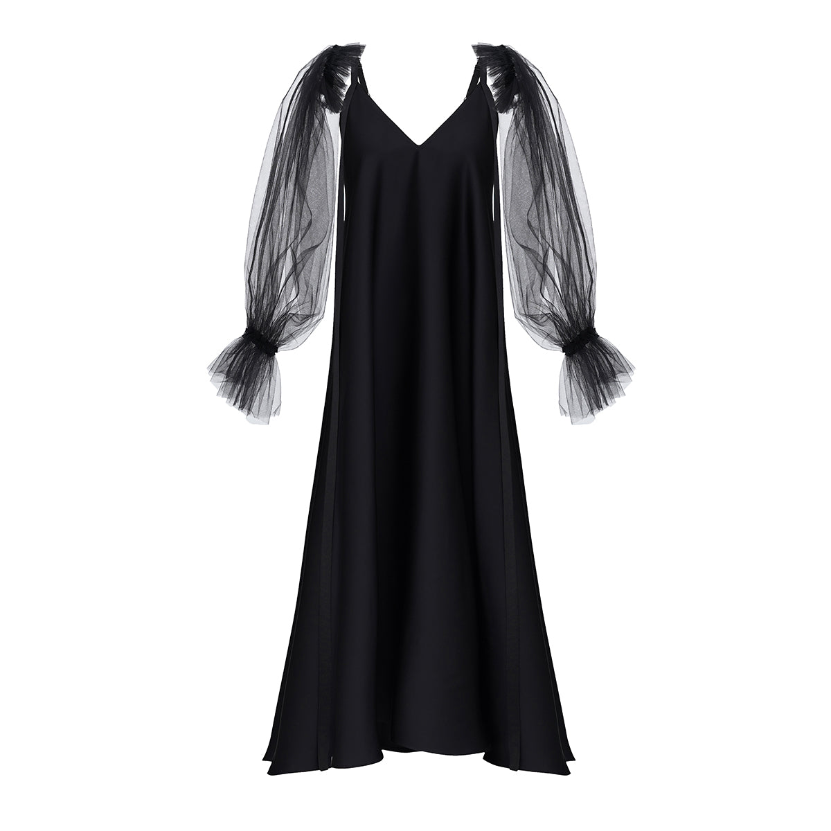 Black dress with ribbons height from 155cm +