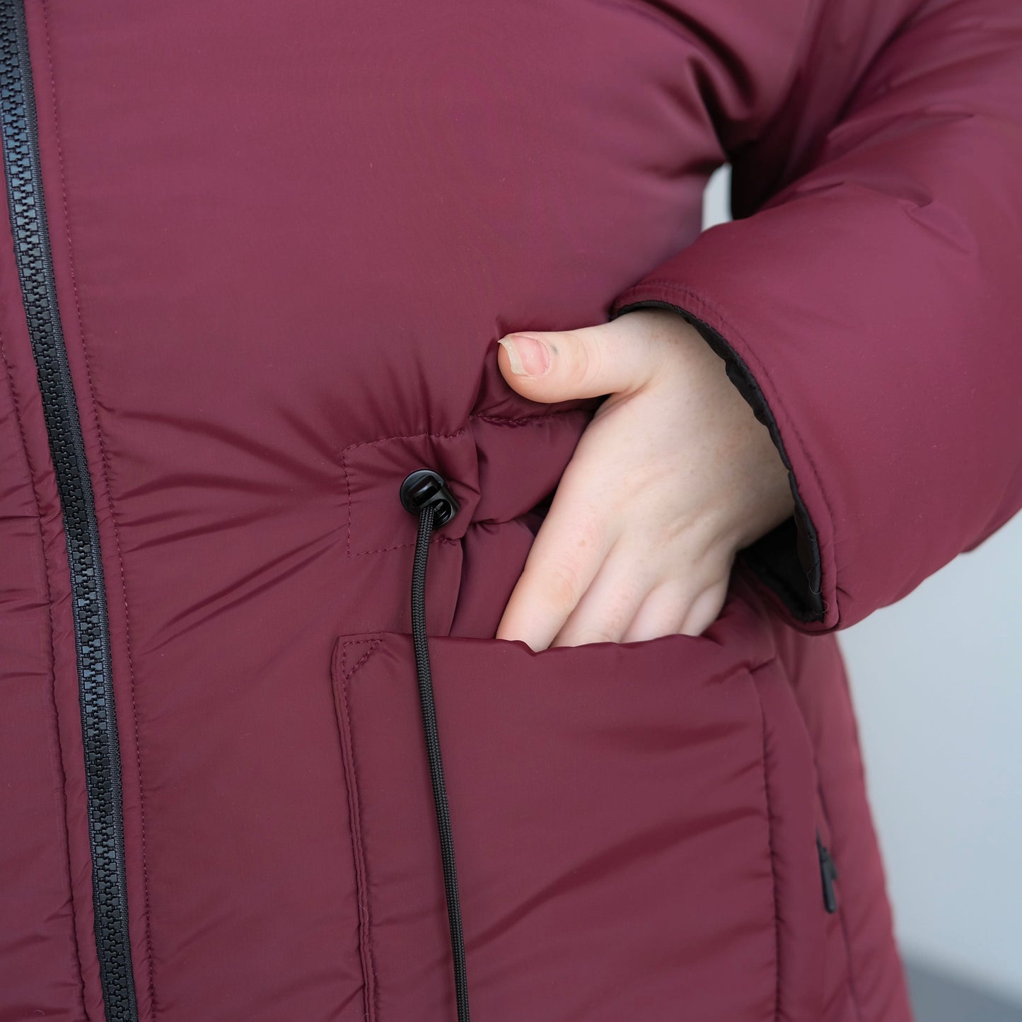 Winter double-sided jacket marsala/black