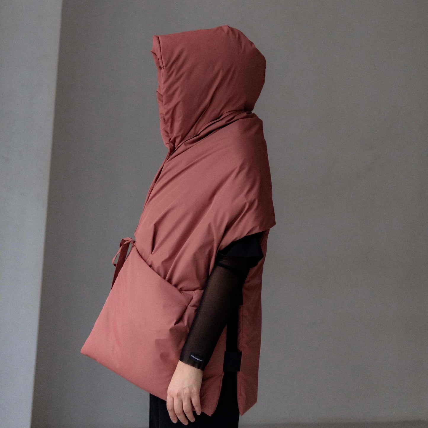 Terracotta Down vest with detachable hood