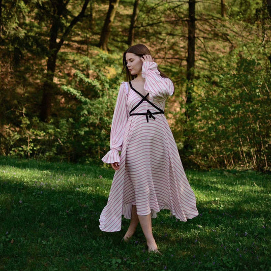 Сукня зі стрічками у смужку