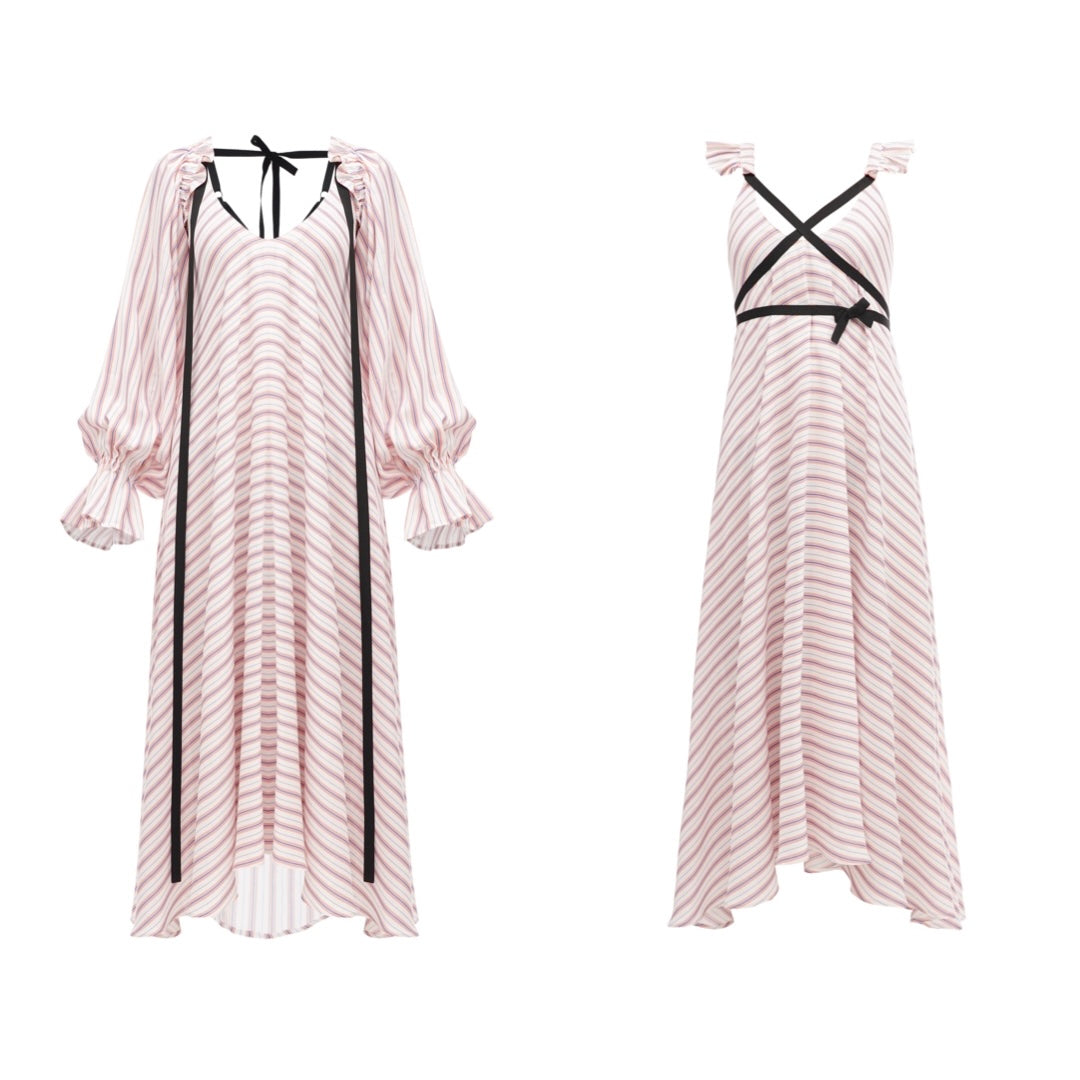 Сукня зі стрічками у смужку