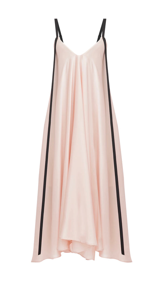 Powder dress with black ribbons
