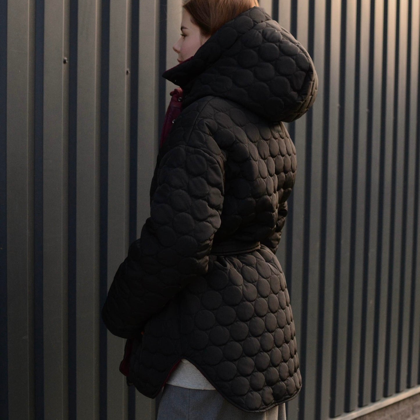 Winter double-sided jacket marsala/black