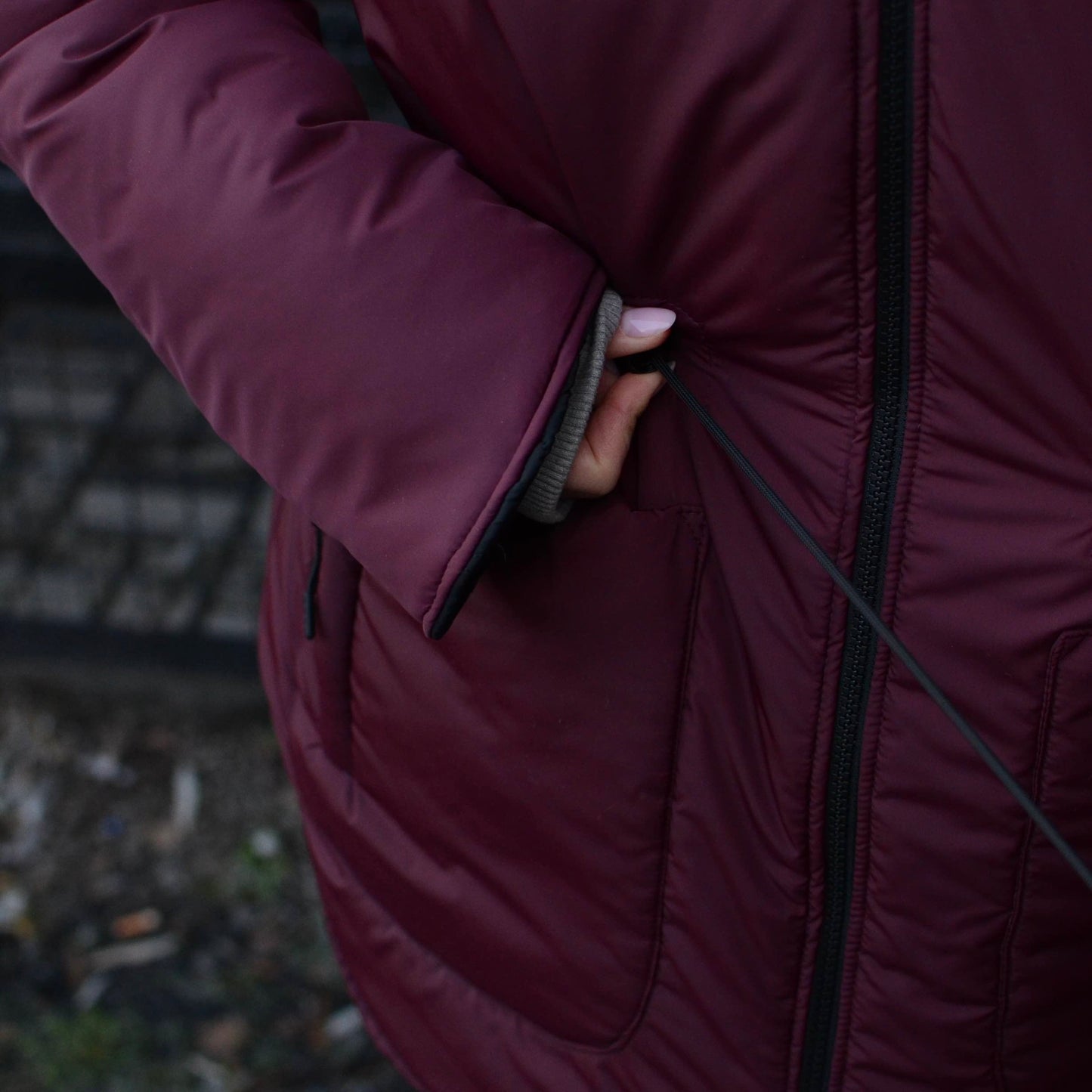 Winter double-sided jacket marsala/black