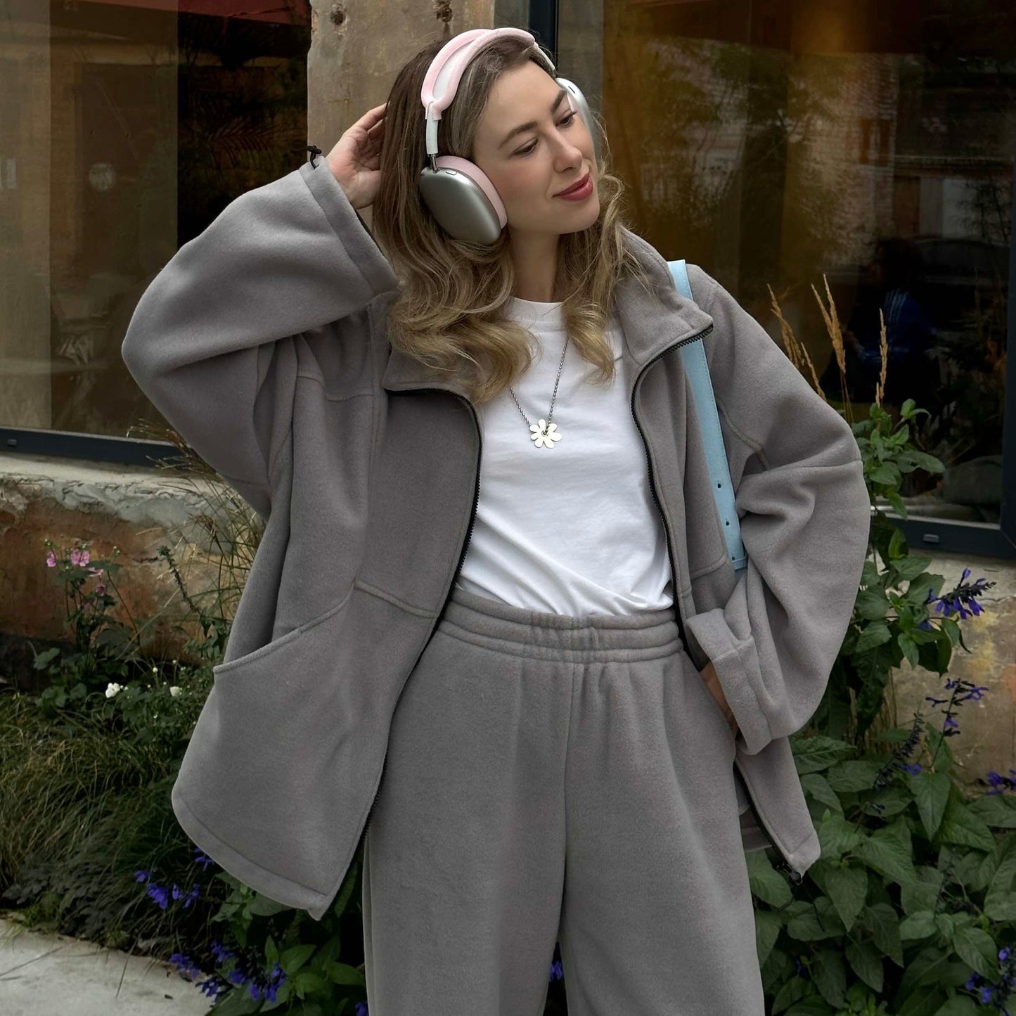Zip-through fleece jacket gray