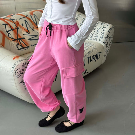 Рожеві спортивні штани з трикотажу