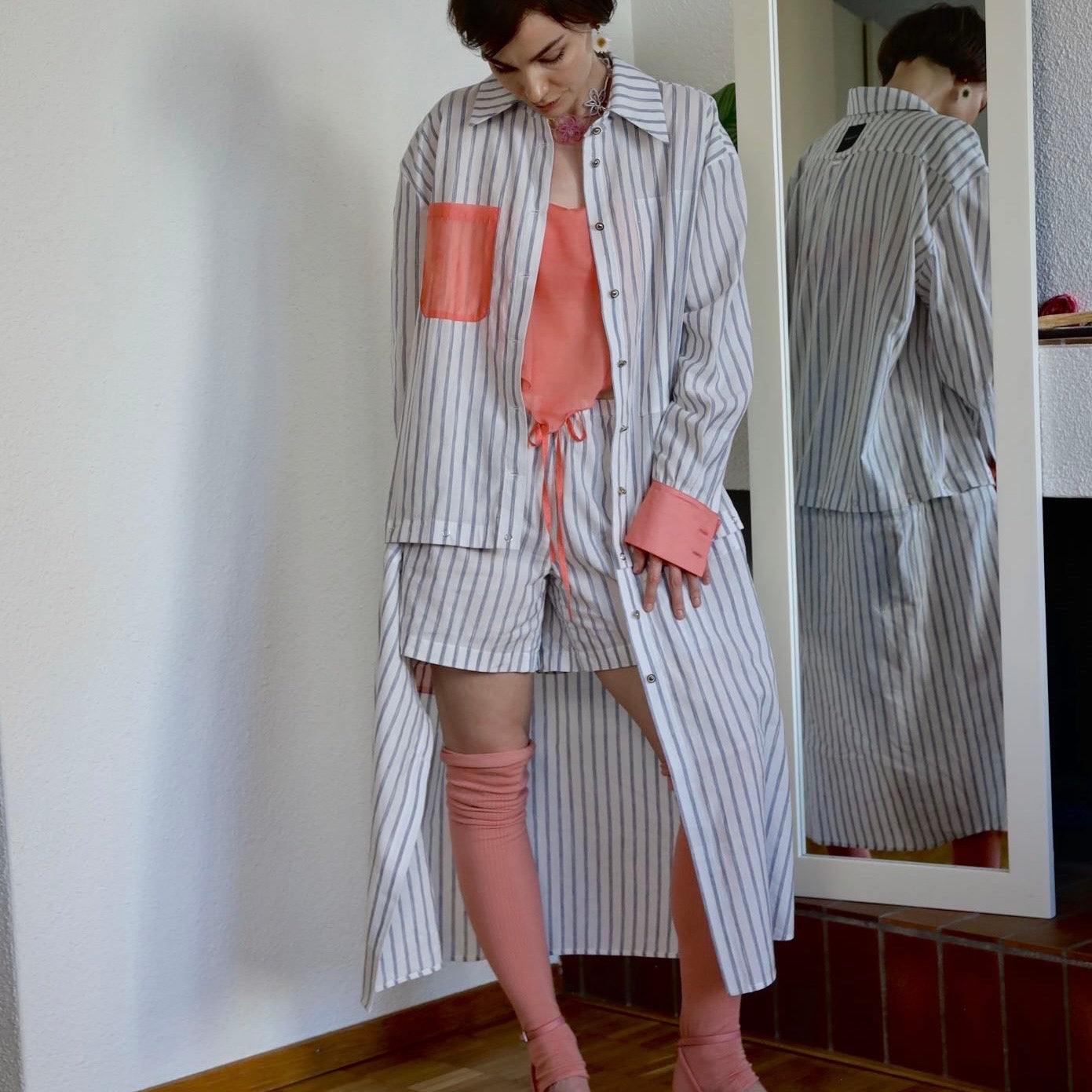 Striped shirt with optional attachable bottom