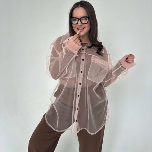 Прозора бежева сорочка