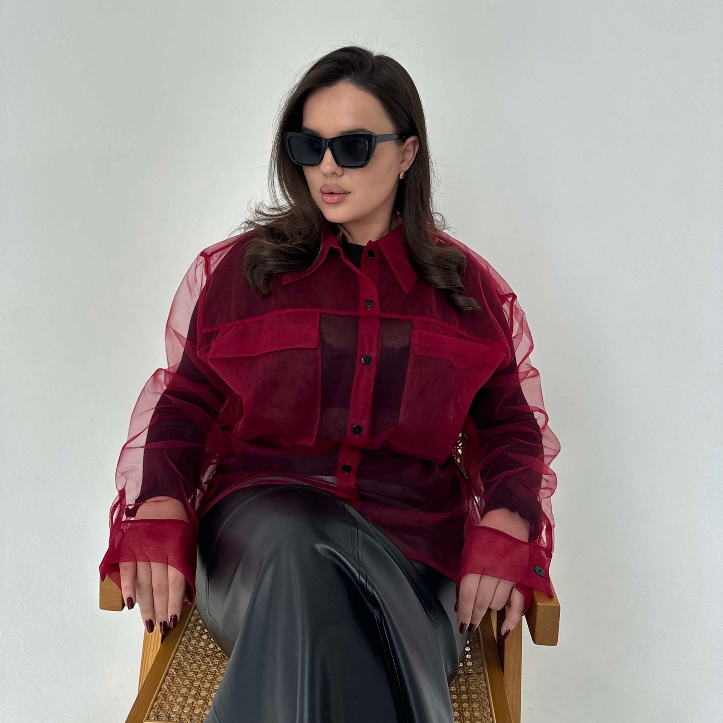 Transparent marsala shirt