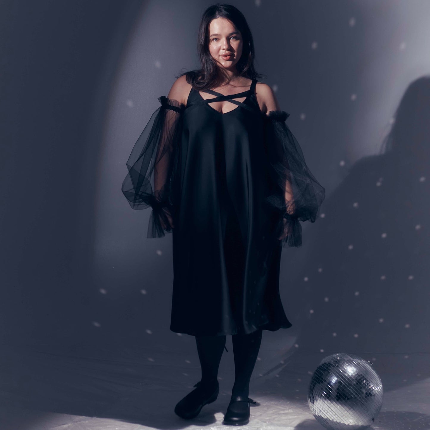 Black dress with ribbons