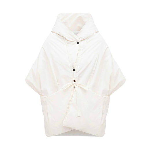 Жилетка молочного кольору з відстібним капюшоном