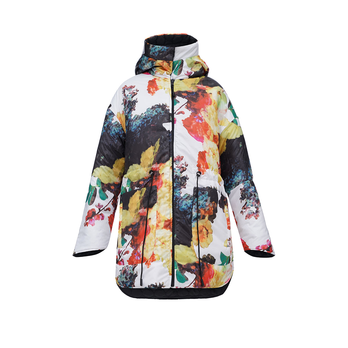Winter double-sided jacket flower/black