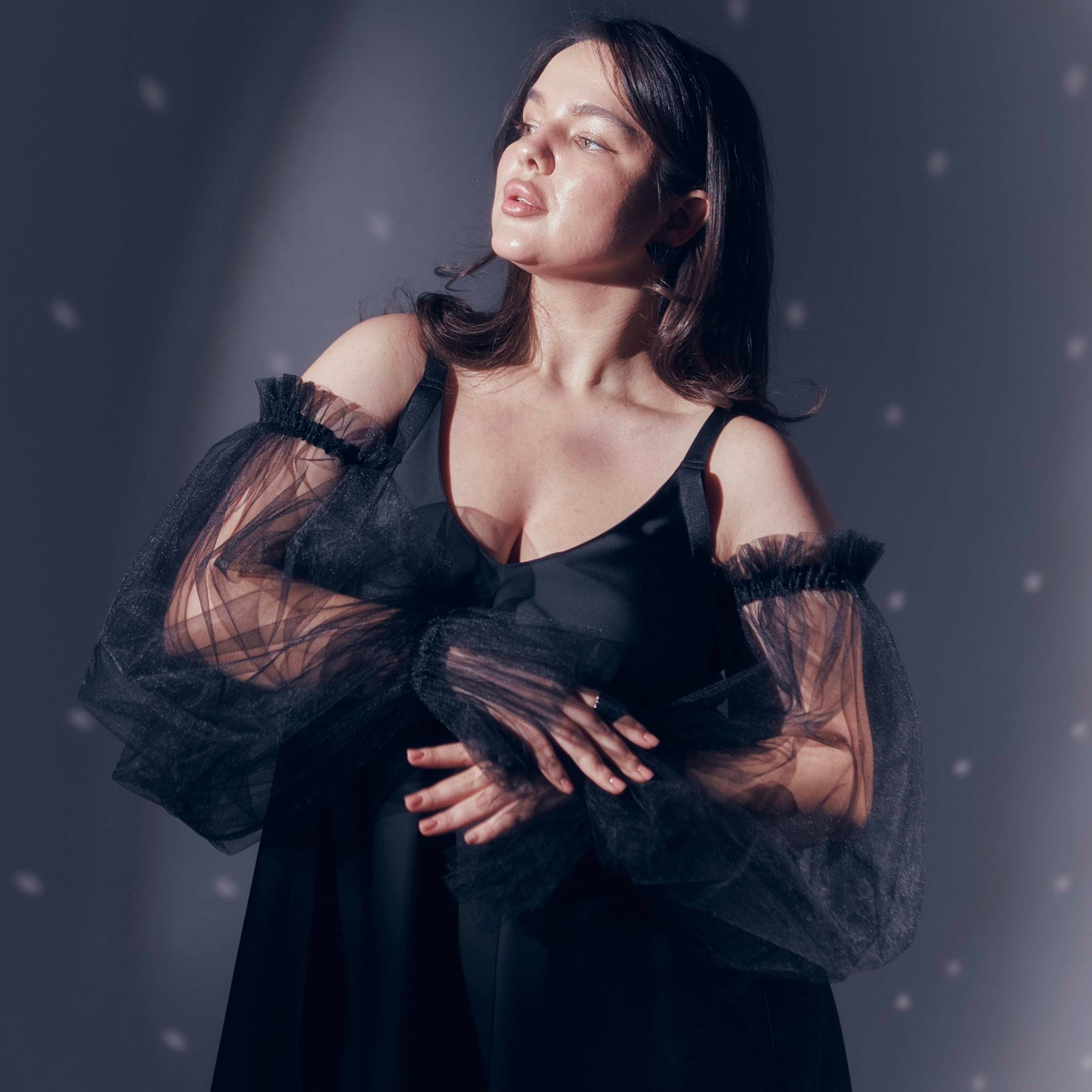 Black dress with ribbons