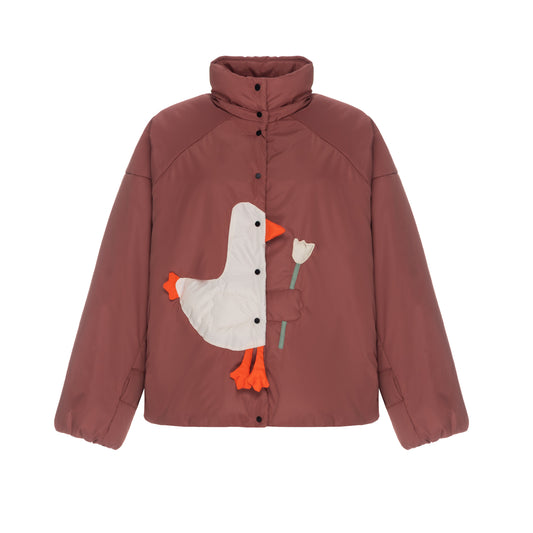 <tc>Куртка «Качечка» теракотова зі знімними бантами і пристібним капюшоном</tc>