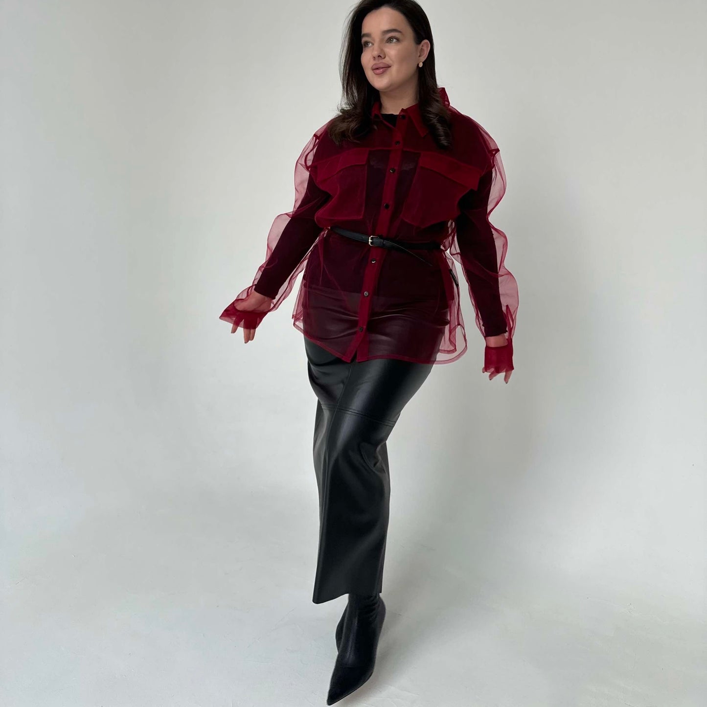 Transparent marsala shirt