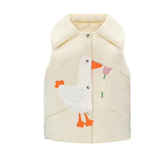 Жилетка «Качечка» вершкова з відстібним коміром