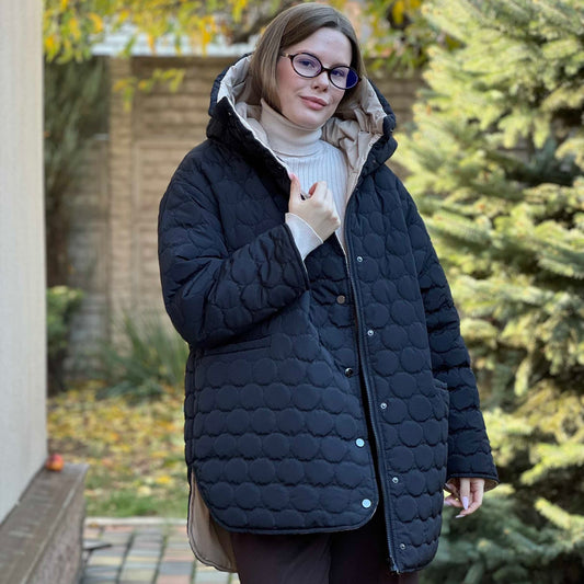 Зимова двостороння куртка чорний/беж